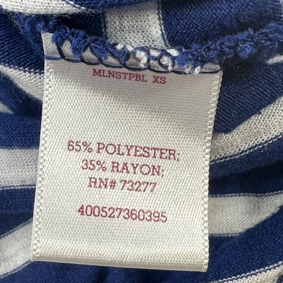 So Women Sz XS Shirt Relaxed Fit Peek-a-boo Shoulders Blue White Stripe Preowned - Picture 5 of 13